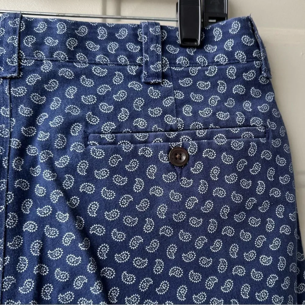 J.Crew Men’s Stretch Chino Shorts 30x9 Navy Blue Paisley Print Preppy‎ Casual